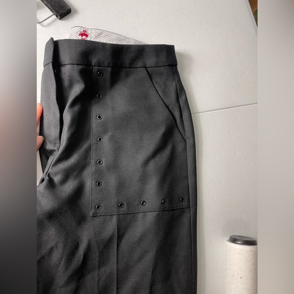 brooks brother red fleece Pants women’s  side patch pockets wool Sz 4 Cropped - Picture 12 of 16